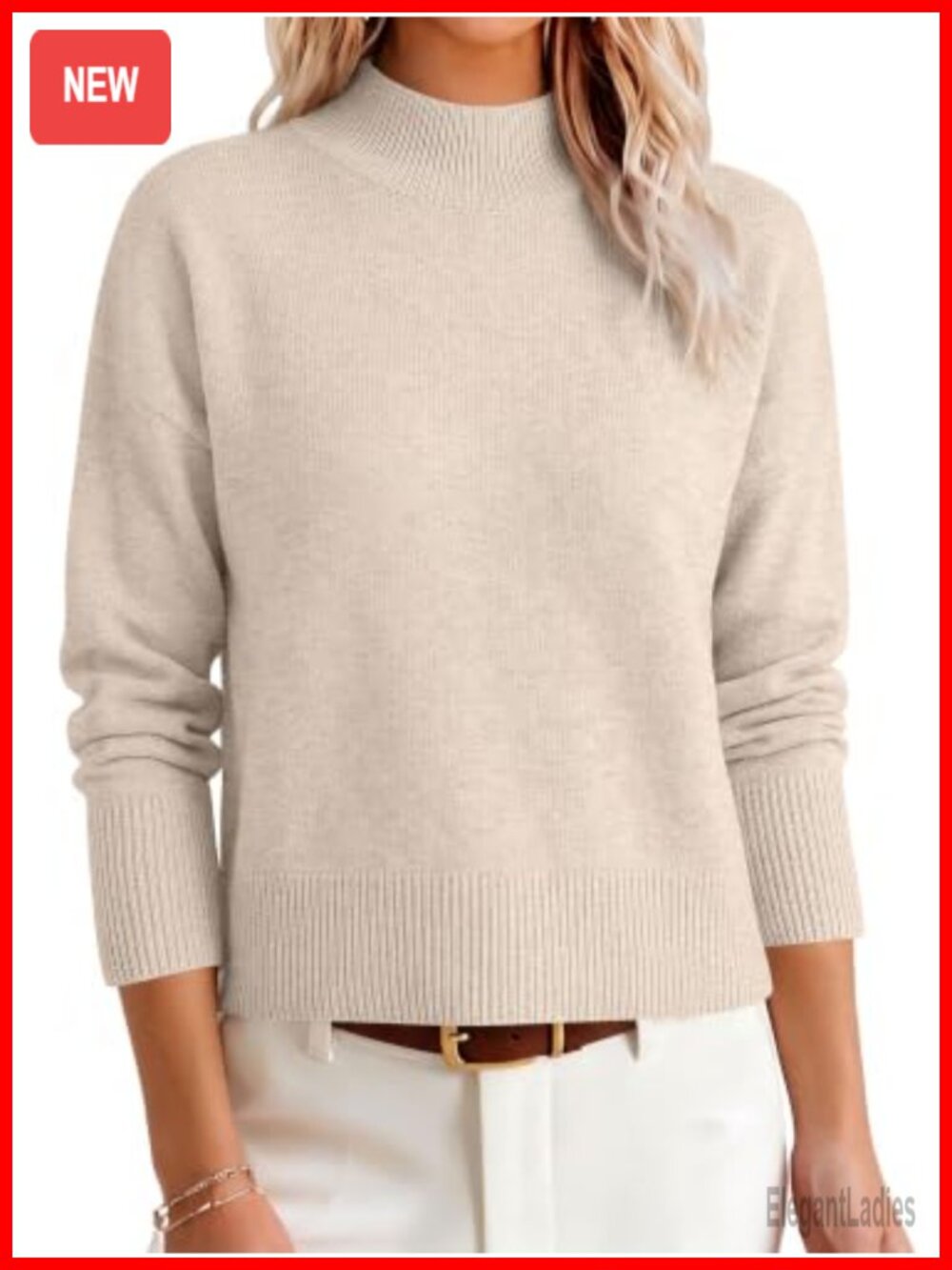 Womens Mock Neck Cropped Pullover Sweater Long Sleeve Ribbed Knit